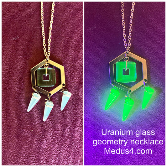 Uranium glass Geometry necklace
