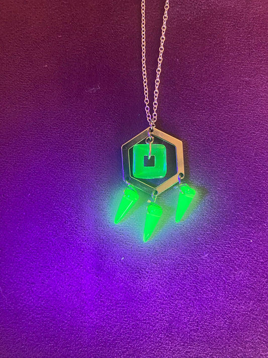 Uranium glass Geometry necklace