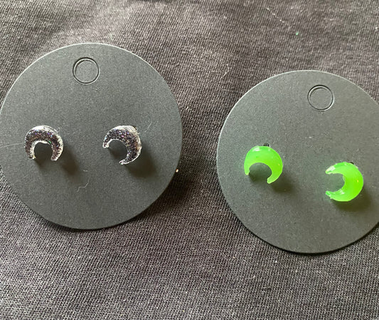 Moon stud earrings