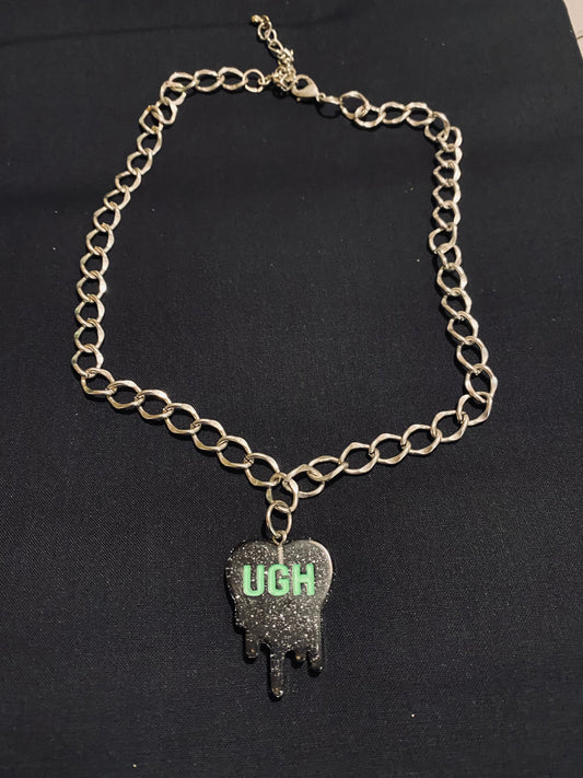 Cute “ugh” charm choker necklace