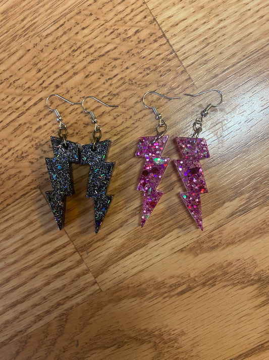 Lightning resin earrings