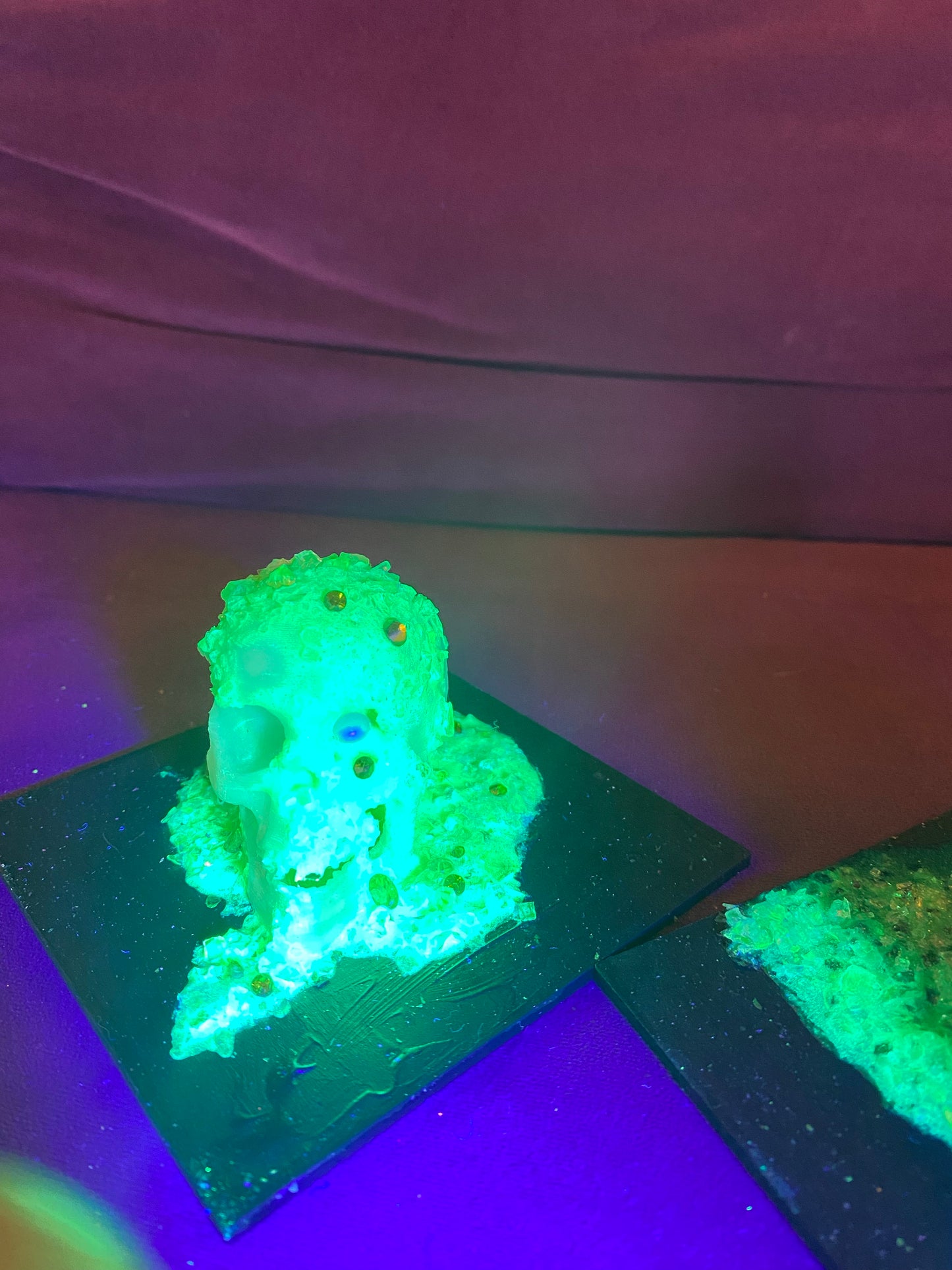 Uranium Glass Skull sculpture
