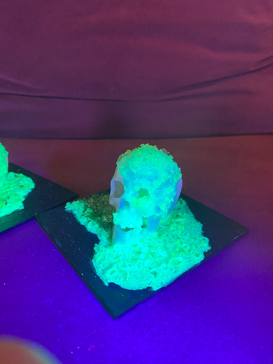 Uranium Glass Skull sculpture