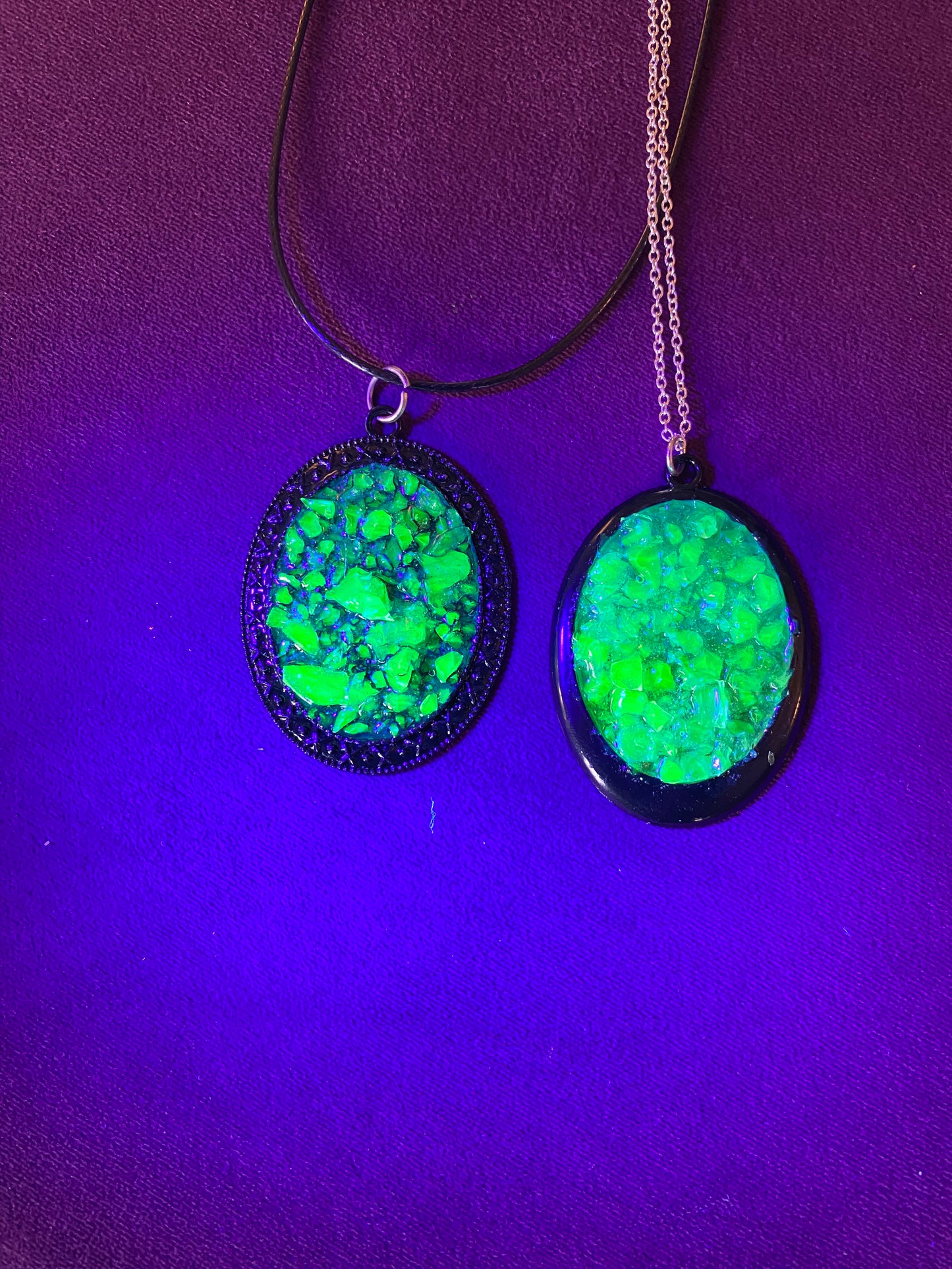 Large black oval druzy necklace