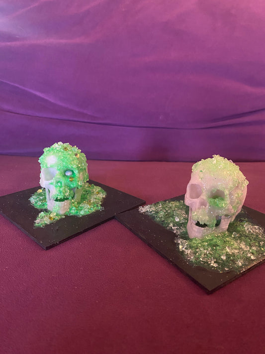 Uranium Glass Skull sculpture