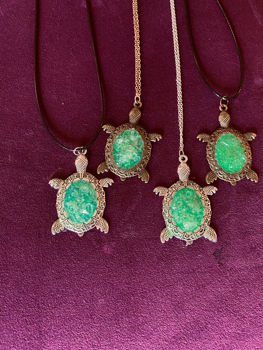 Druzy turtle necklace