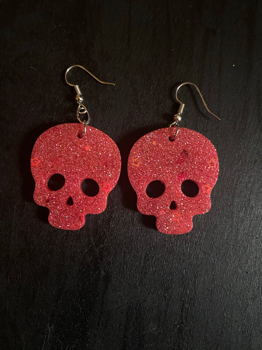 Cute glitter skull earrings
