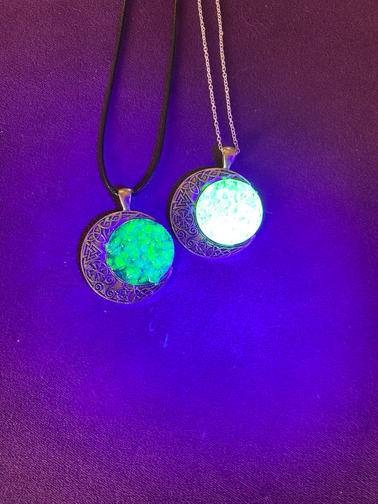 Crescent moon druzy necklace