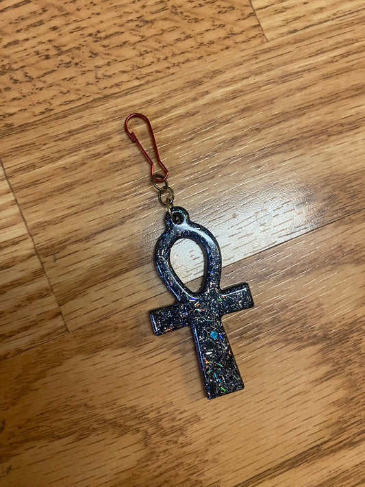 Glittery ankh key ring