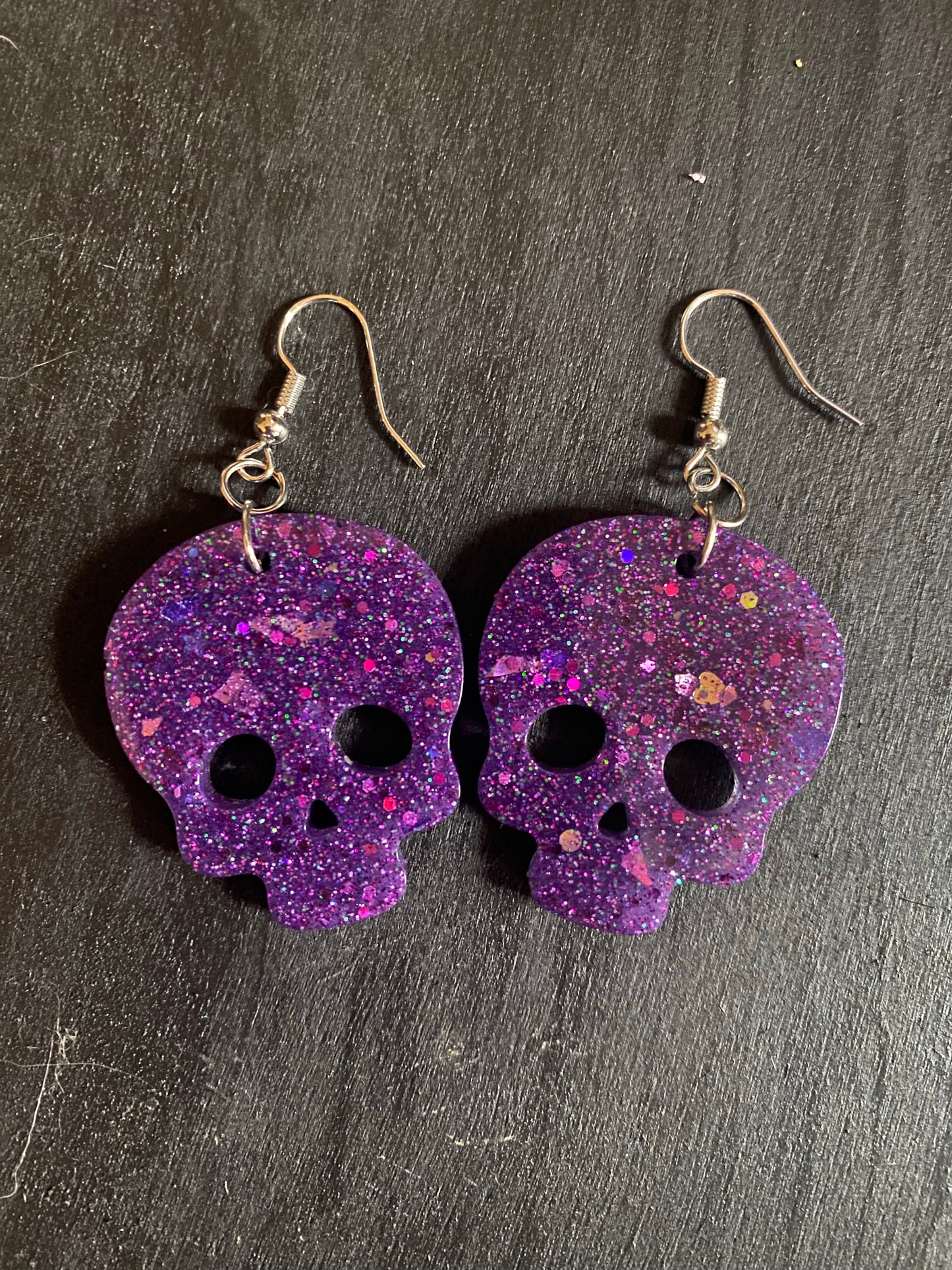 Cute glitter skull earrings