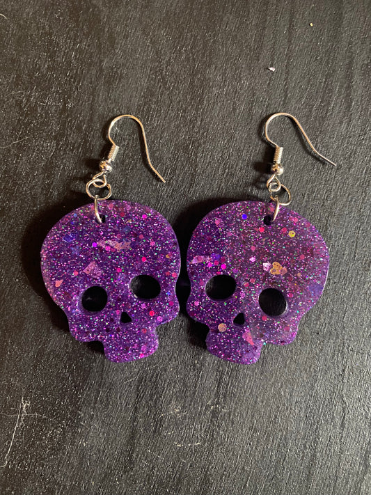 Cute glitter skull earrings