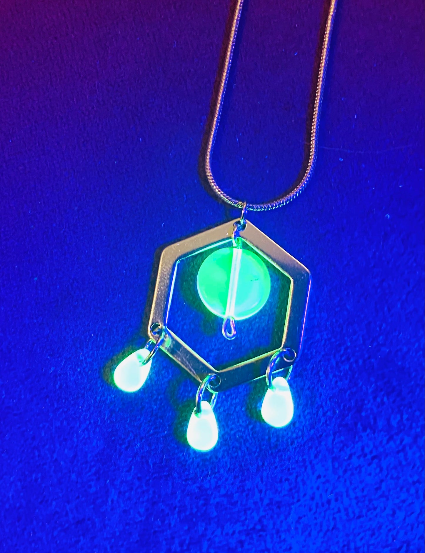 Uranium Glass Hexagon necklace
