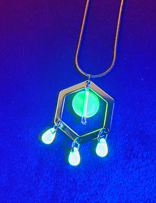 Uranium Glass Hexagon necklace