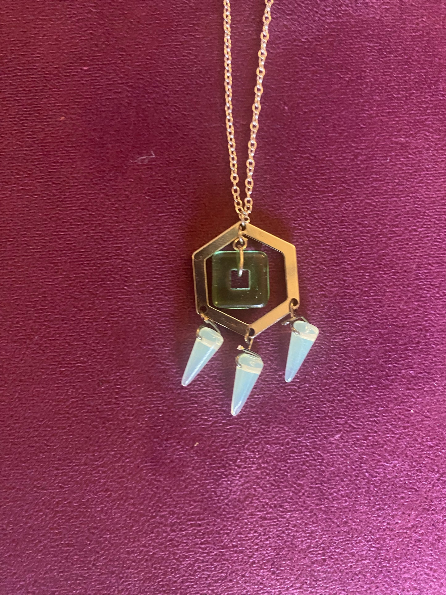Uranium glass Geometry necklace