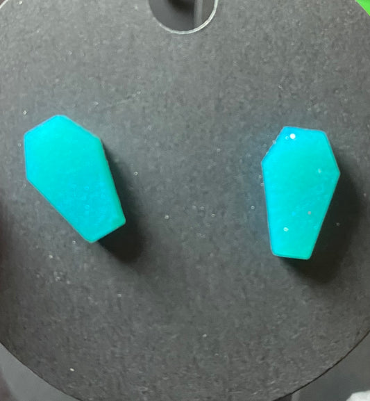 Tiny coffin stud earrings