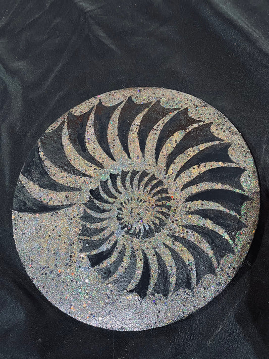 Original glitter nautilus painting