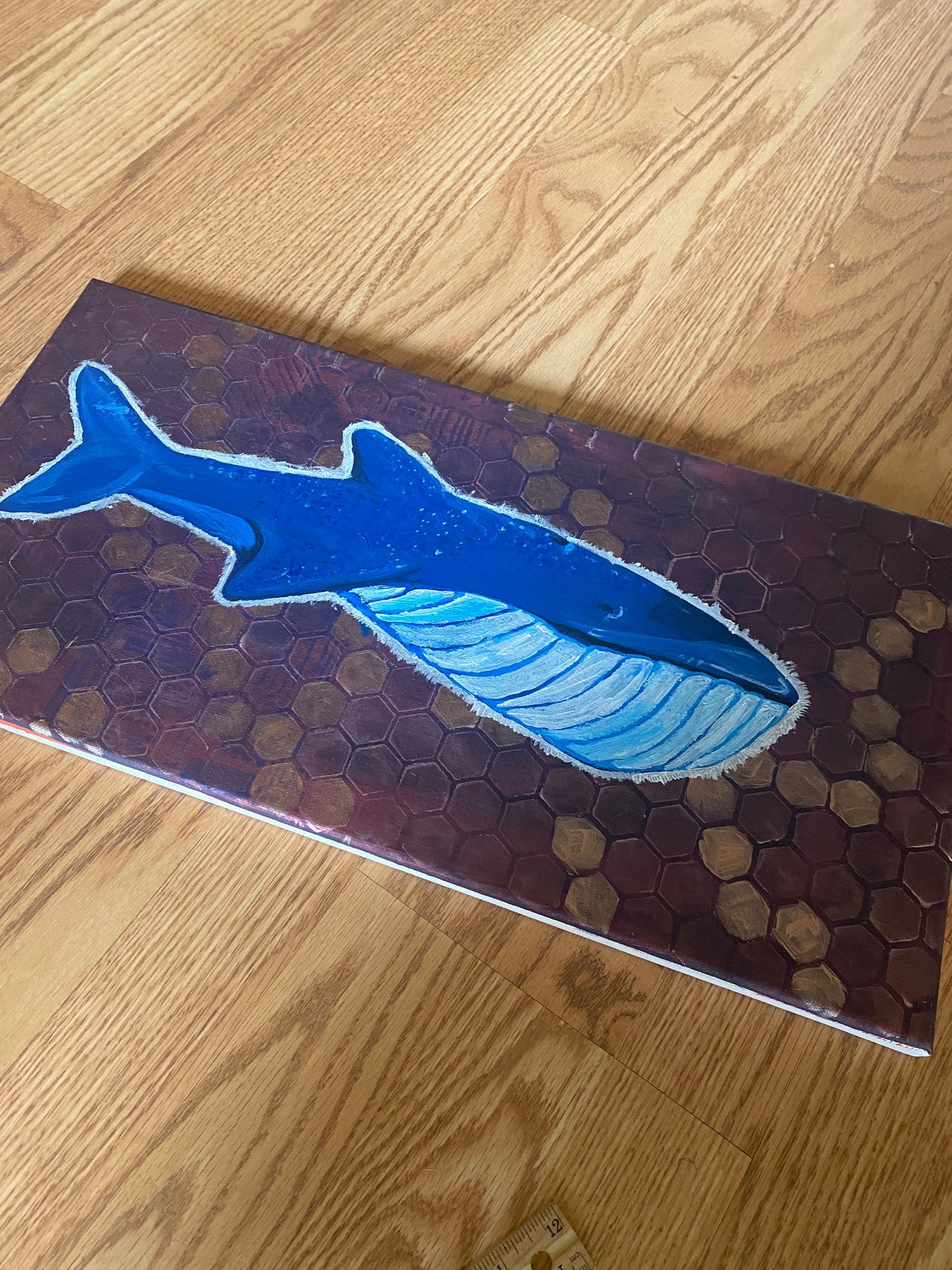 Large original blue whale painting
