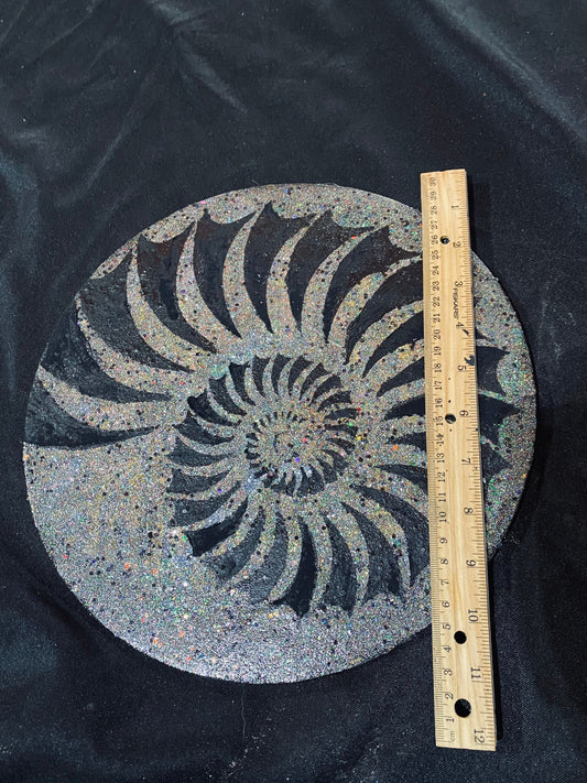 Original glitter nautilus painting