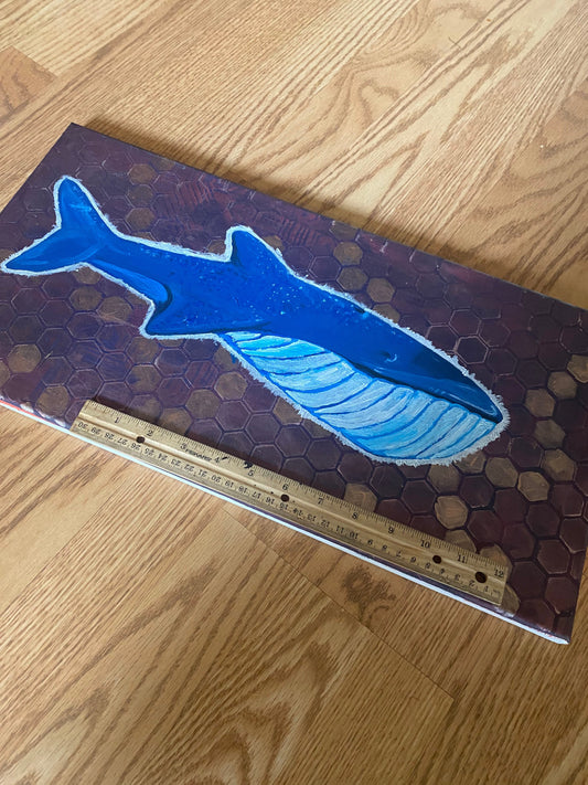 Large original blue whale painting