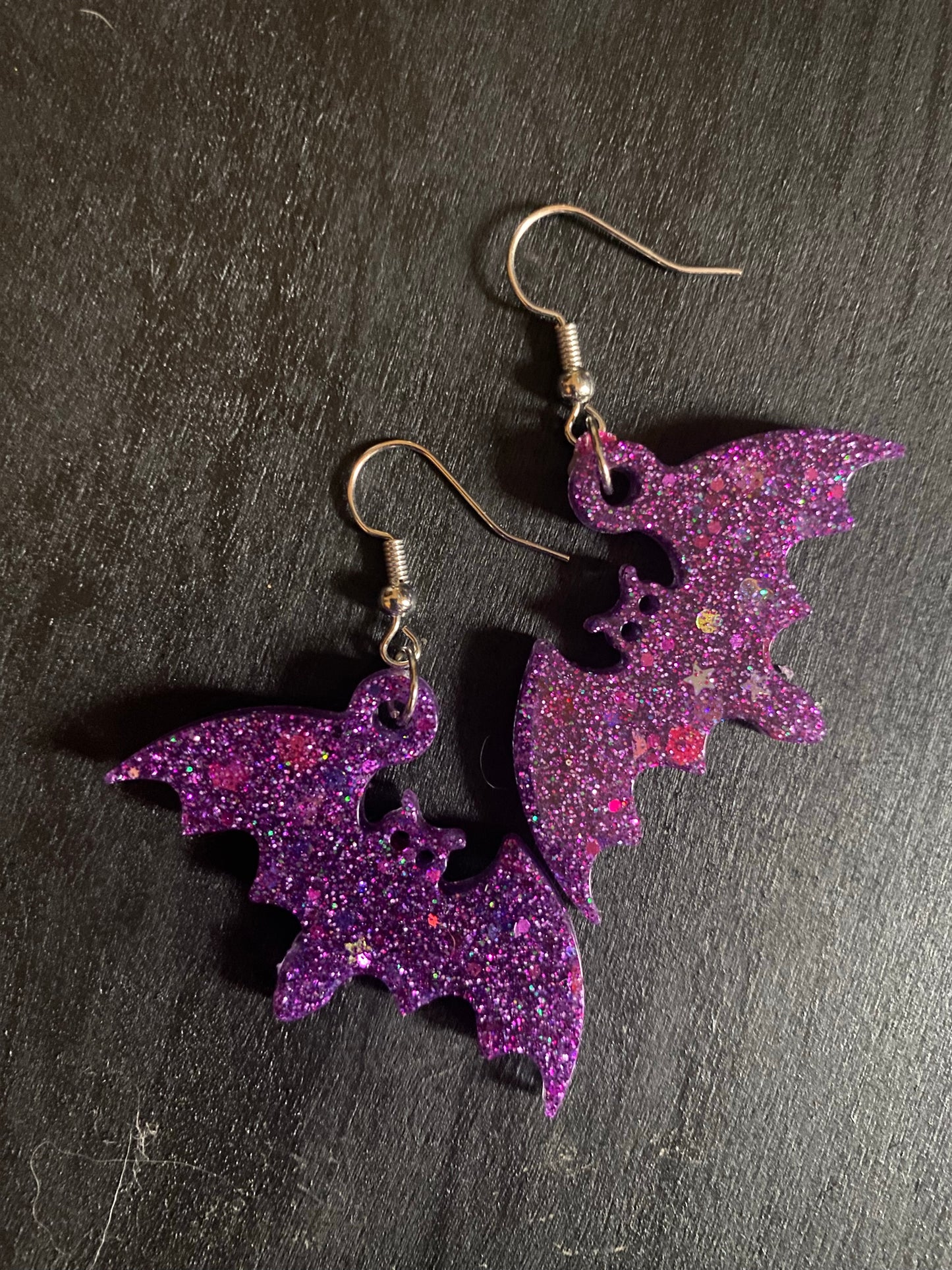 Hanging bat earrings
