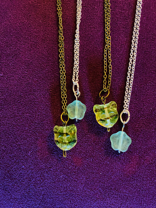 Dainty Uranium Glass necklaces