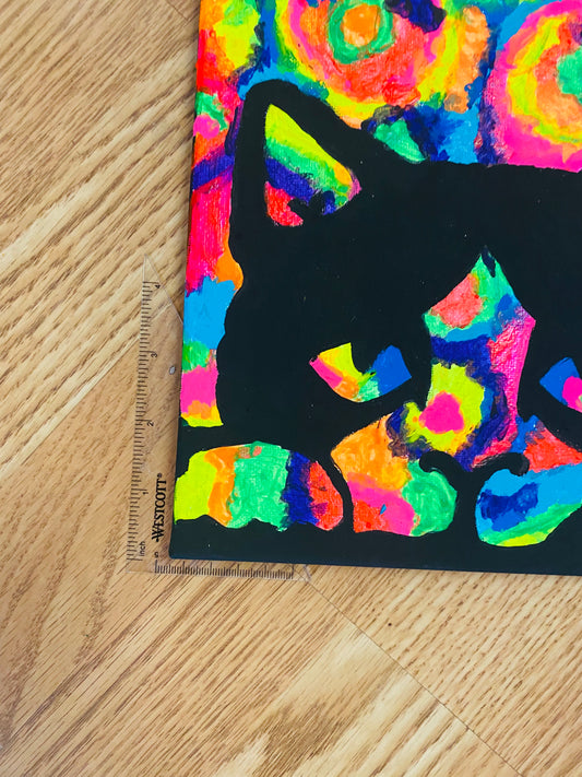neon trippy cat painting