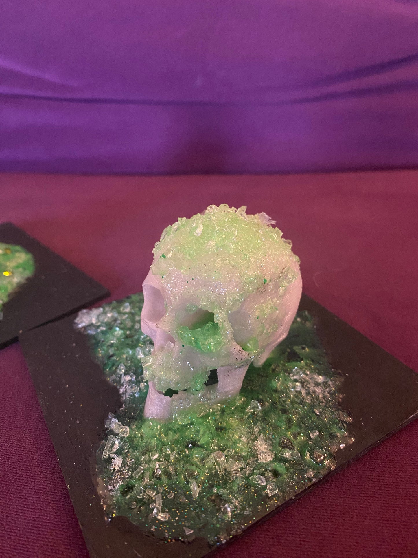 Uranium Glass Skull sculpture