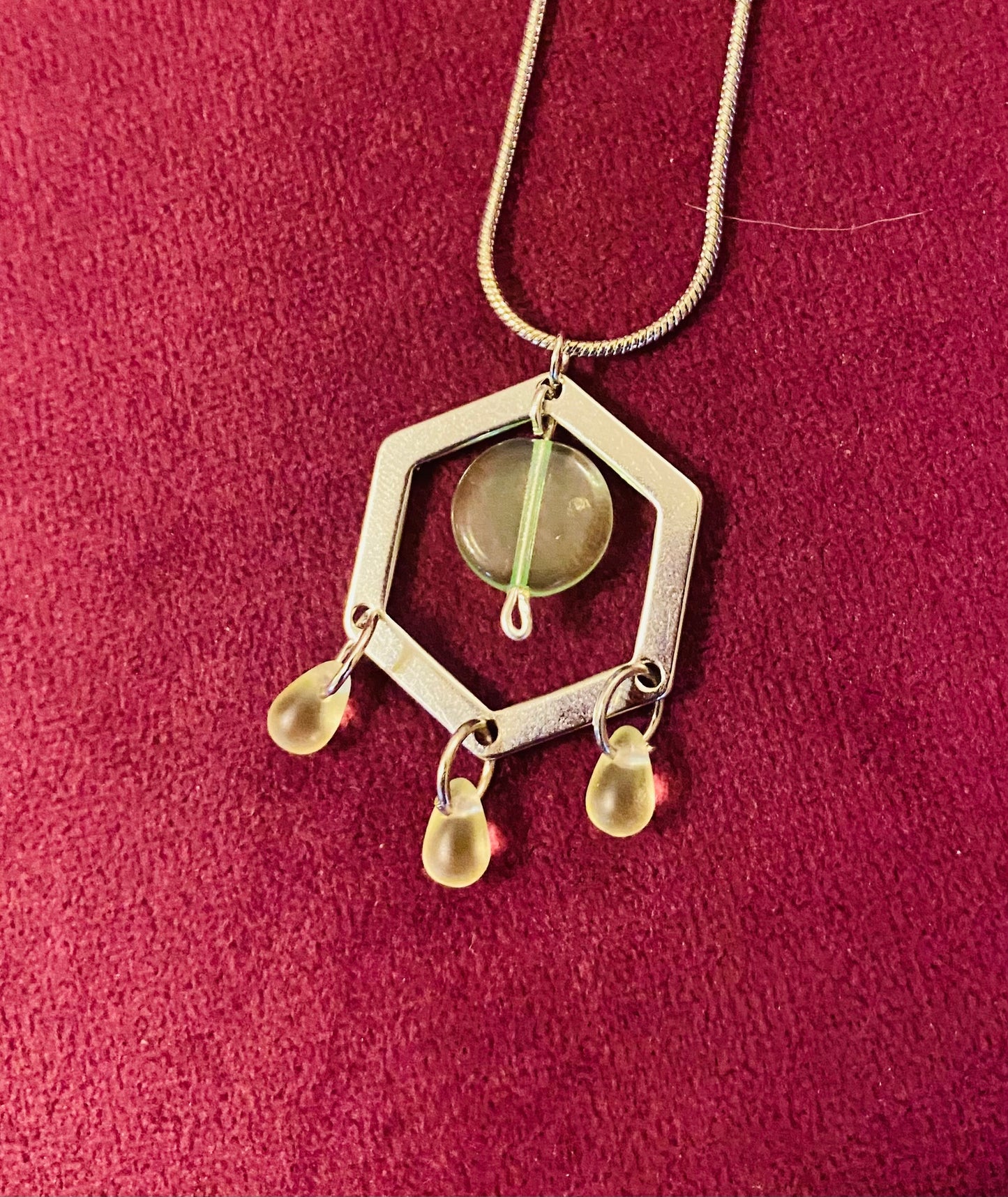 Uranium Glass Hexagon necklace